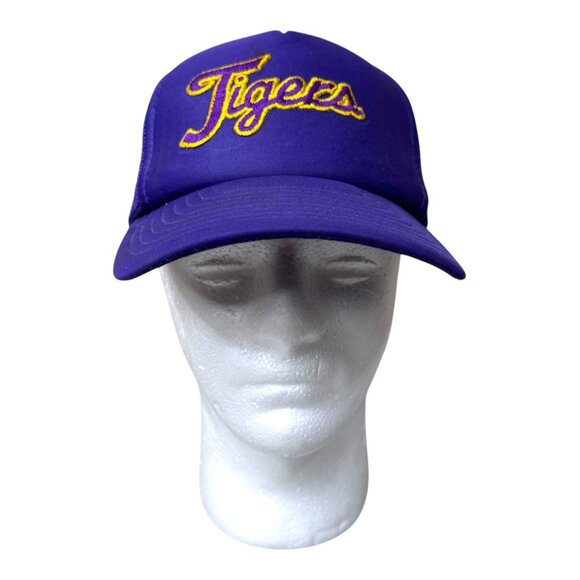 Vintage LSU Script Purple Tigers Trucker Cap Vintage Mesh Back Team Baseball Hat - Picture 3 of 7